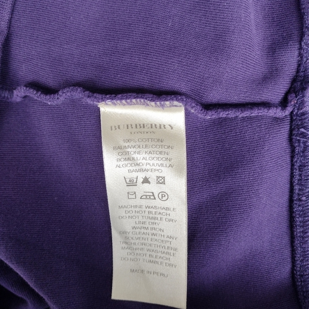 Burberry London Men’s XL 1/4 Zip Pullover Purple Nova Check Trim Sweatshirt - Picture 7 of 9